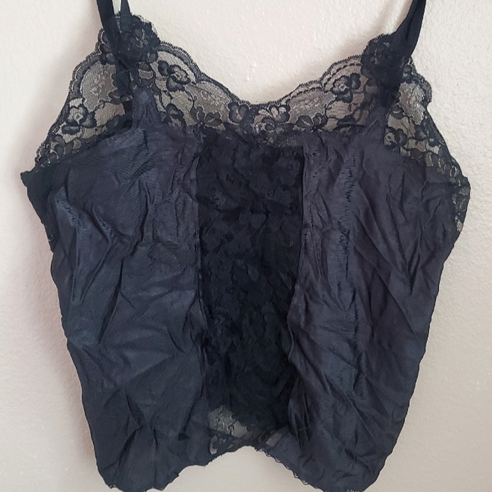Vintage Bestform Black Lace Nylon Camisole Size 36